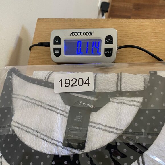 Ali Miles Top Womens Small White Striped Tunic Roll Tab Sleeve Pockets Stretch - Picture 11 of 11